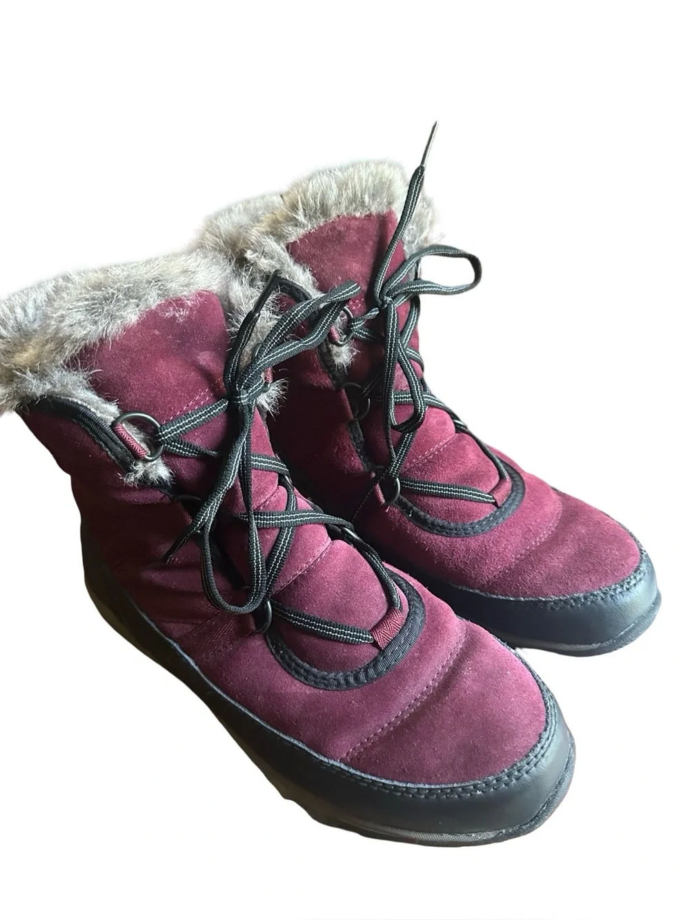 Sorel Tivoli Waterproof Faux Fur Lined Maroon Leather Boots 7.5 - Picture 8 of 8